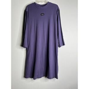 Adidas Moment Ribbed Athletic Dress Size Large Purple Stretchy Loose
